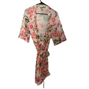 Show Me Your Mumu Brie Pink Floral White Robe NWOT Bridal Summer Beach